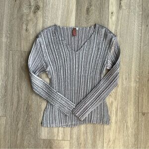 Pretty Angel Silver Ribbed Long Sleeve Top